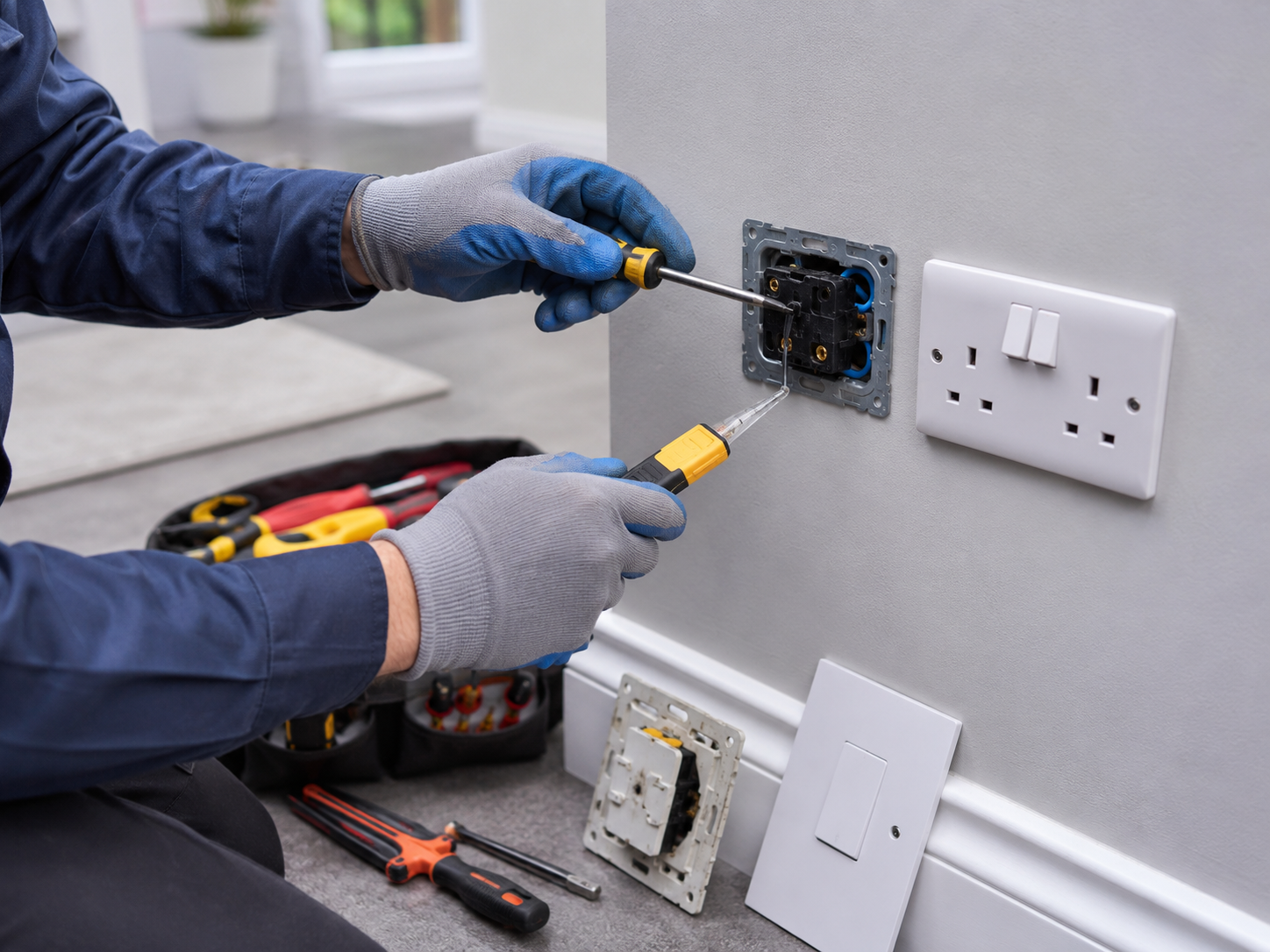 Loose sockets, broken switches, sparking points, and weak power outlets can damage appliances and create safety concerns. Our team repairs and replaces switches, sockets, plugs, and power points for homes and commercial spaces.