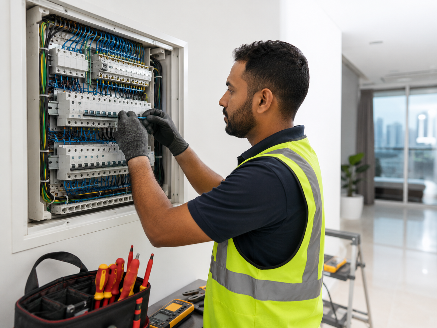 Old wiring, damaged cables, weak connections, and overloaded circuits can create safety risks. We provide wiring and rewiring services in Dubai for apartments, villas, offices, shops, renovation work, and new setup projects.